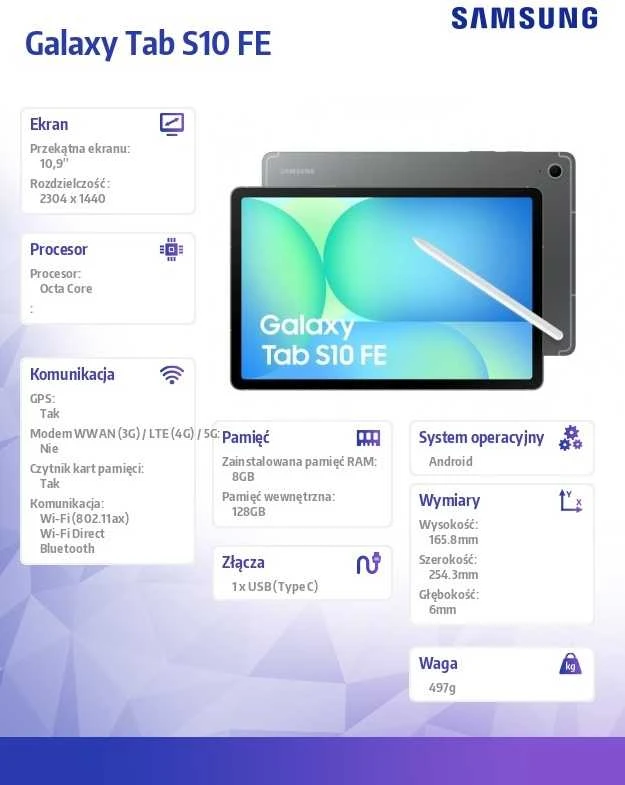 Planšetė Samsung Galaxy Tab S10 FE WiFi 8/128GB SM-X520N GRAY