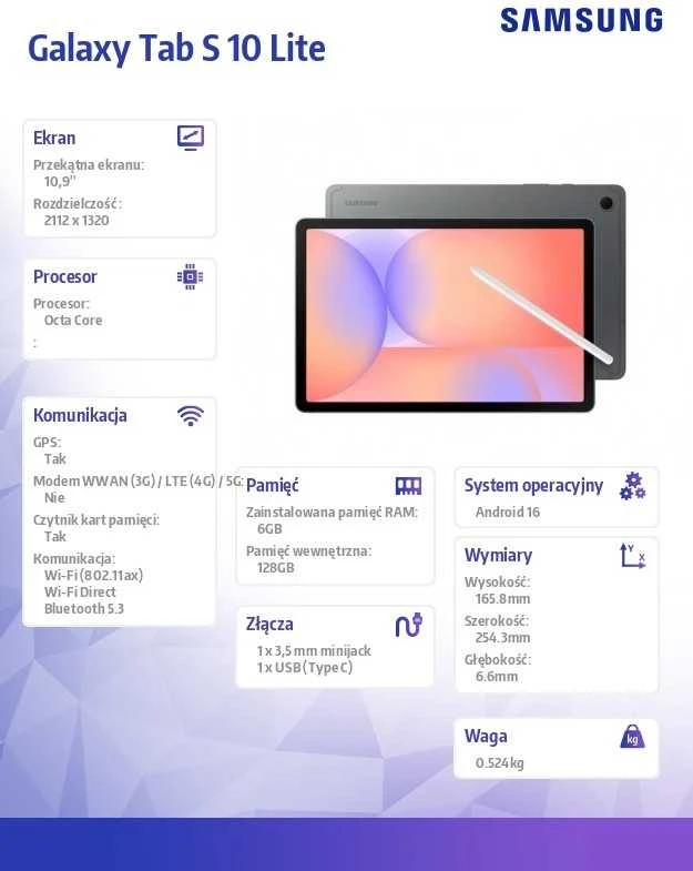Samsung Galaxy Tab S10 Lite WiFi 128GB SM-X400N Gray