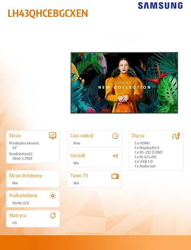 Monitorius Samsung Crystal UHD Signage QHC, 43 colių | LH43QHCEBGCXEN