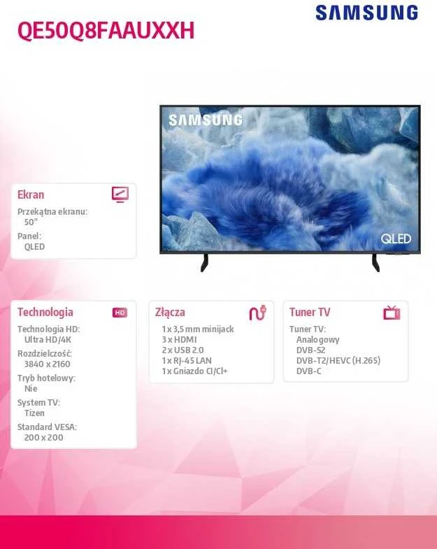 Televizorius Samsung QE50Q8FAAUXXH 2025 m. modelis