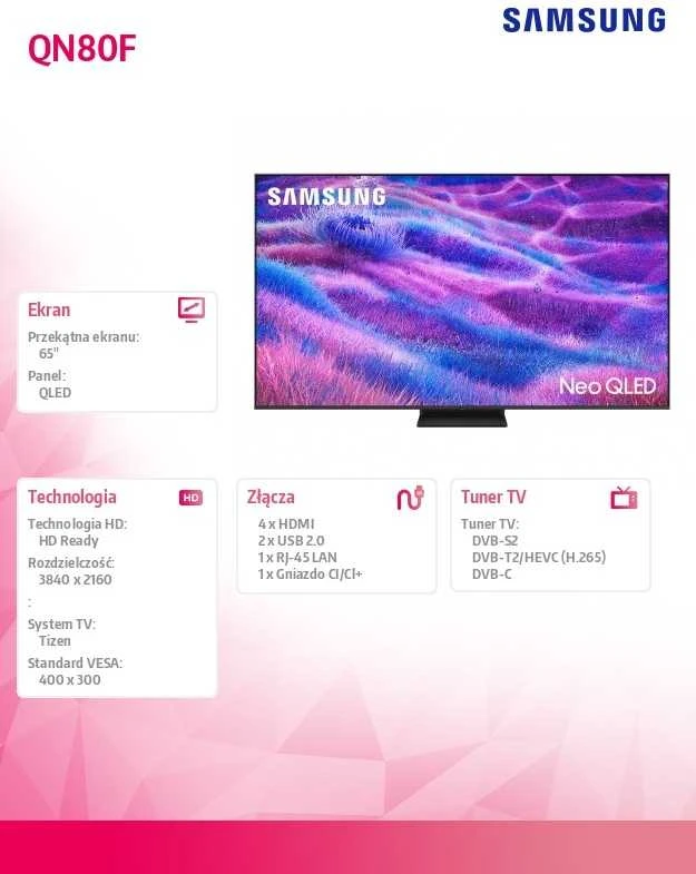 Televizorius Samsung QE65QN80FAUXXH 2025 m. modelis