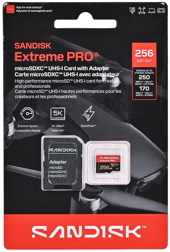 Atminties kortelė SanDisk Micro SDXC Extreme Pro 256GB 250/170 MB/s UHS-I
