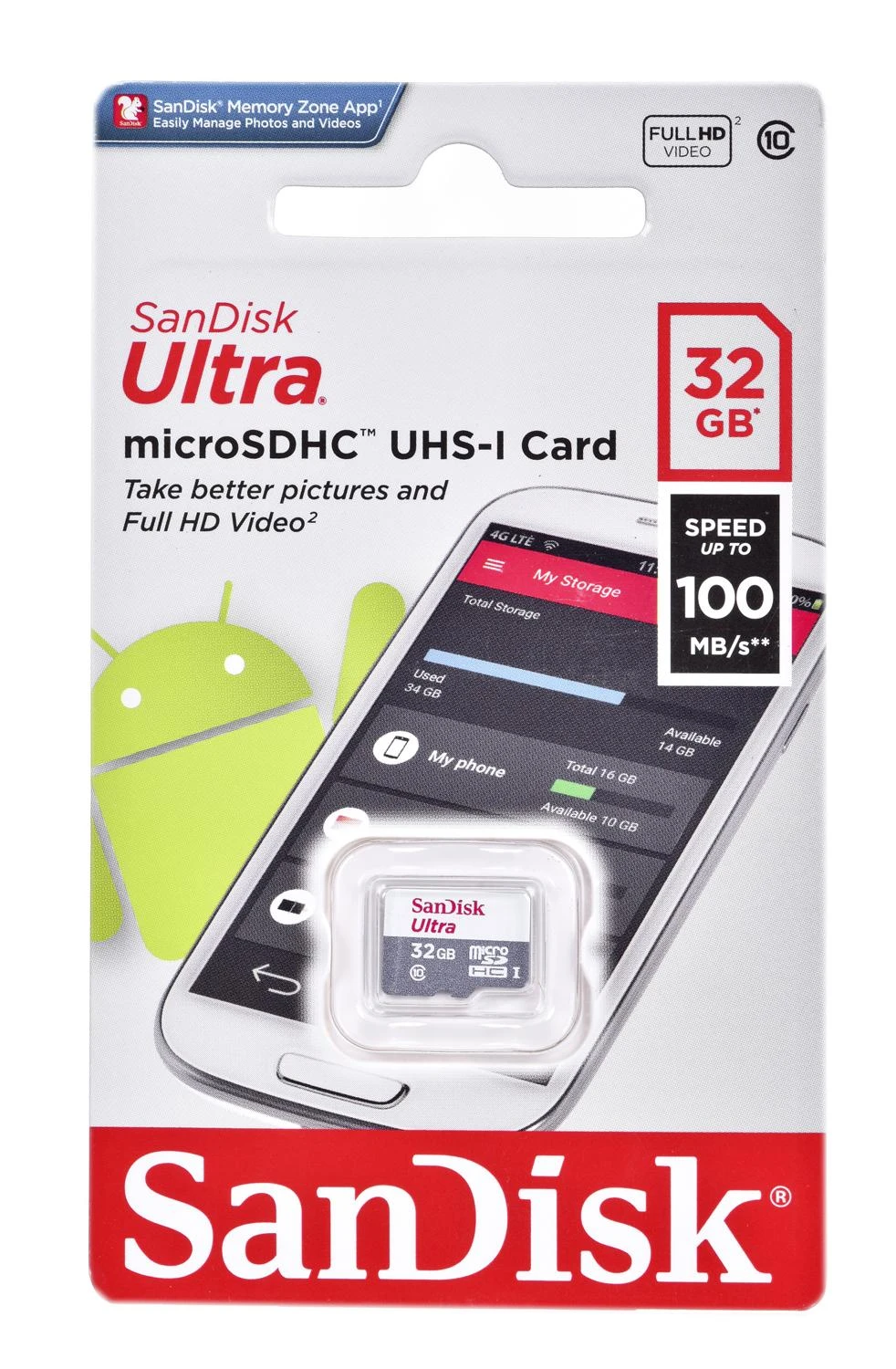 Atminties kortelė SanDisk Ultra Micro SDHC UHS-I Class 10, 32 GB, su adapteriu