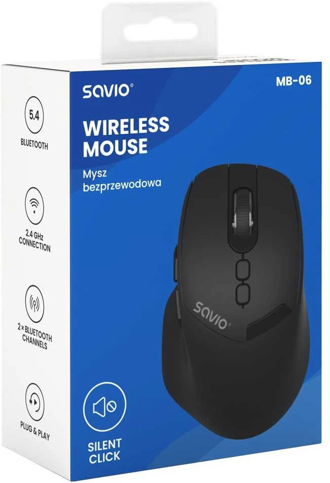 Savio MB-06 pelė Universal Ambidextrous Bluetooth 3800 DPI