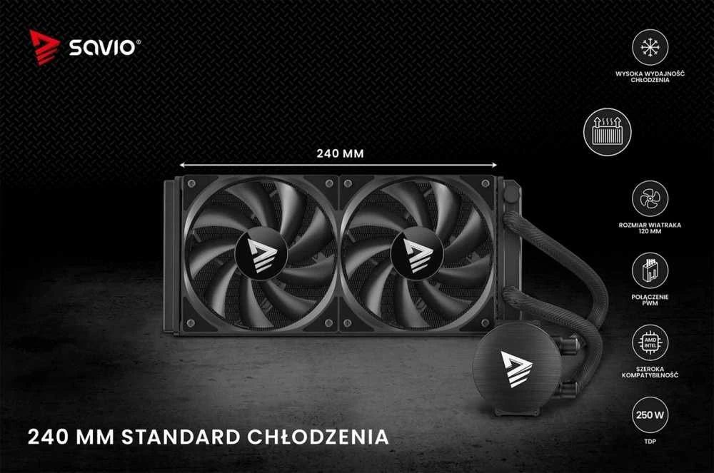 Savio NOX 240 mm procesoriaus skysčio aušinimo komplektas 12 cm Juodas 1 vnt.