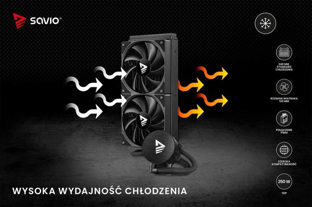 Savio NOX 240 mm procesoriaus skysčio aušinimo komplektas 12 cm Juodas 1 vnt.
