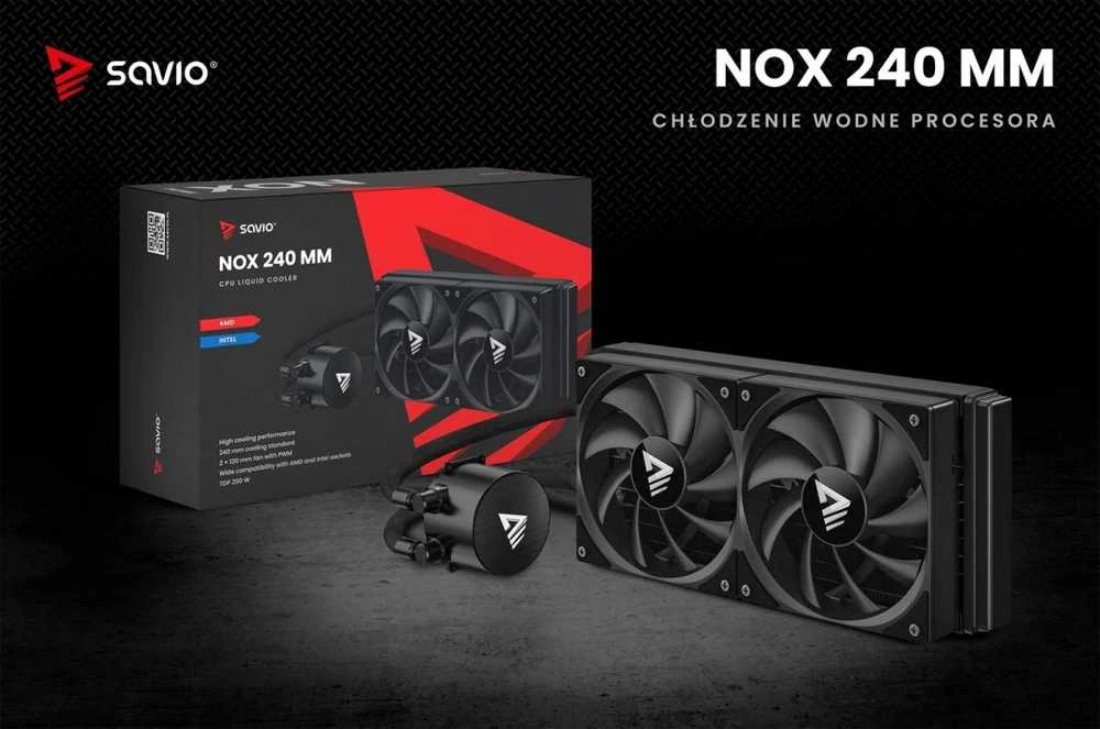 Savio NOX 240 mm procesoriaus skysčio aušinimo komplektas 12 cm Juodas 1 vnt.