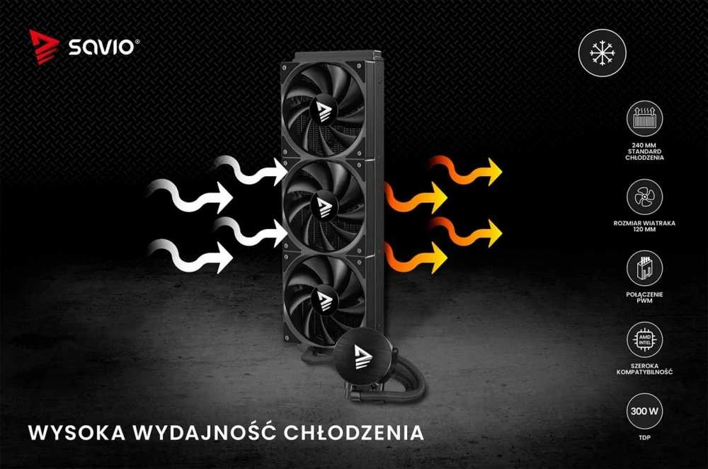 Savio NOX 360 mm procesoriaus skysčio aušinimo komplektas 12 cm Juodas 1 vnt.