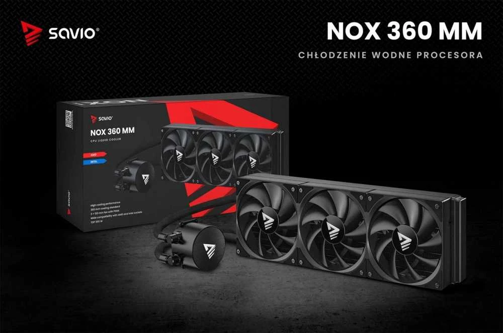 Savio NOX 360 mm procesoriaus skysčio aušinimo komplektas 12 cm Juodas 1 vnt.