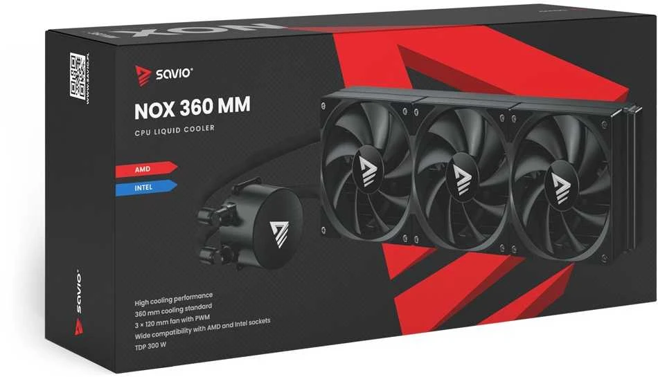 Savio NOX 360 mm procesoriaus skysčio aušinimo komplektas 12 cm Juodas 1 vnt.