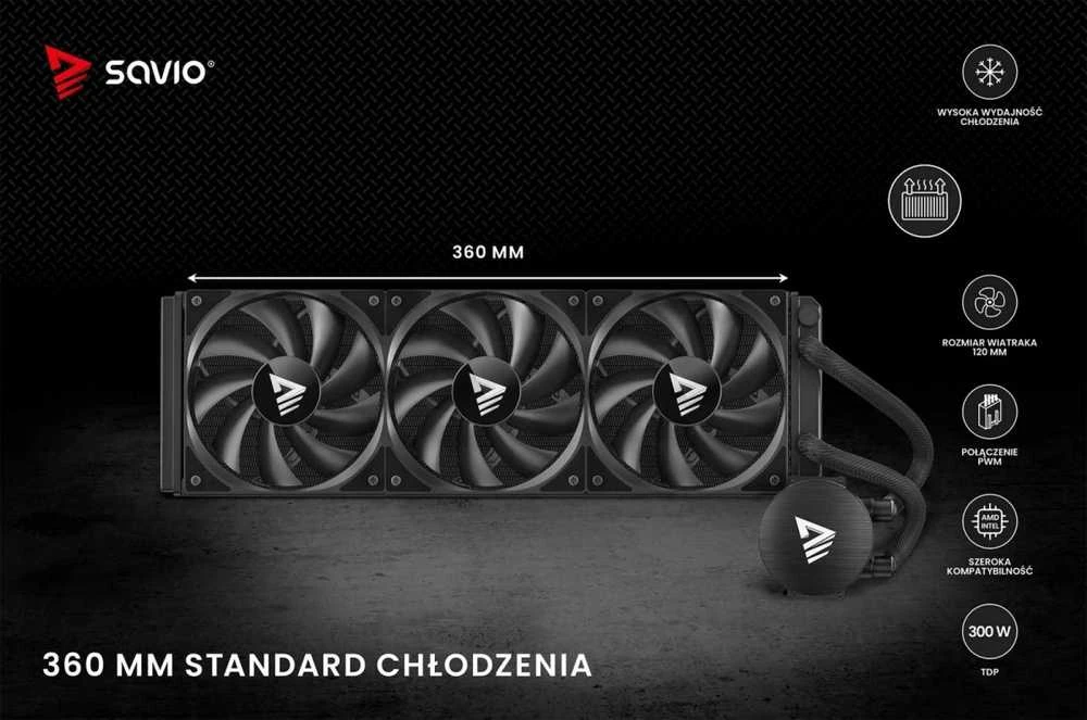 Savio NOX 360 mm procesoriaus skysčio aušinimo komplektas 12 cm Juodas 1 vnt.