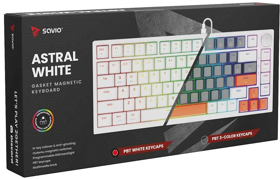 Savio Klaviatūra magnetyczna astral baltas outemu baltas jade magnetic rgb