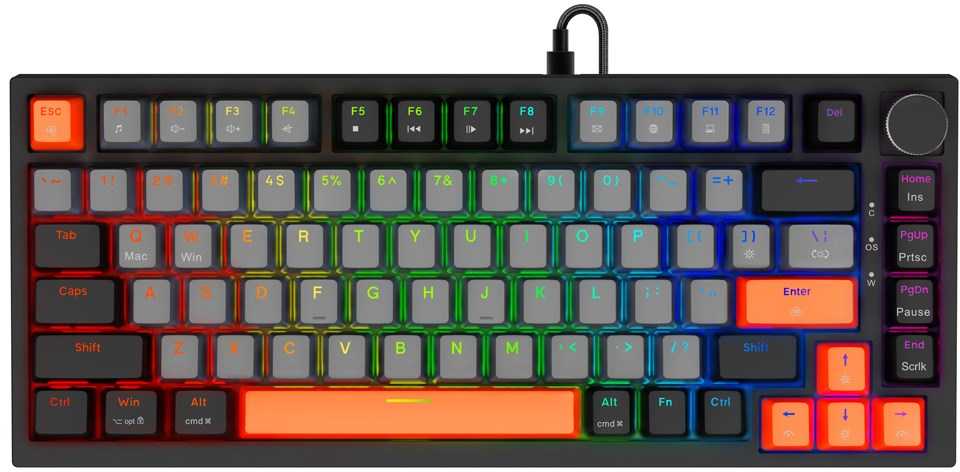 Klaviatūra magnetyczna Savio ASTRAL Juodas Outemu Baltas Jade RGB 3 spalvų keycapów