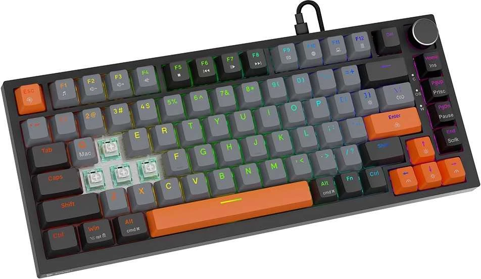Savio Klaviatūra magnetyczna astral juodas outemu baltas jade magnetic rgb 3 spalvų keycapów