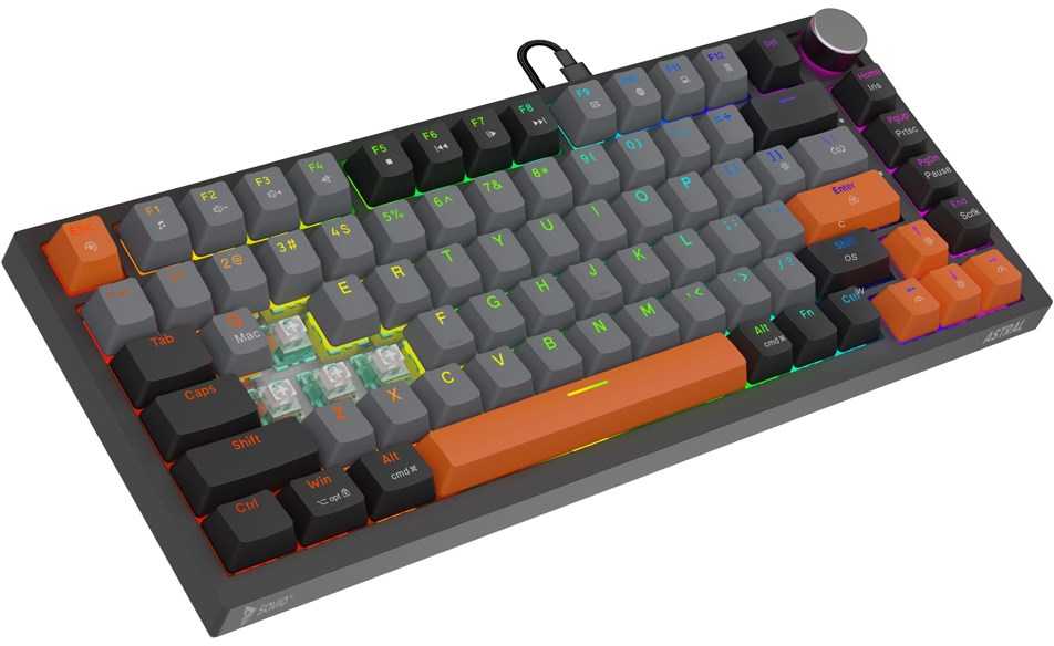 Klaviatūra magnetyczna Savio ASTRAL Juodas Outemu Baltas Jade RGB 3 spalvų keycapów