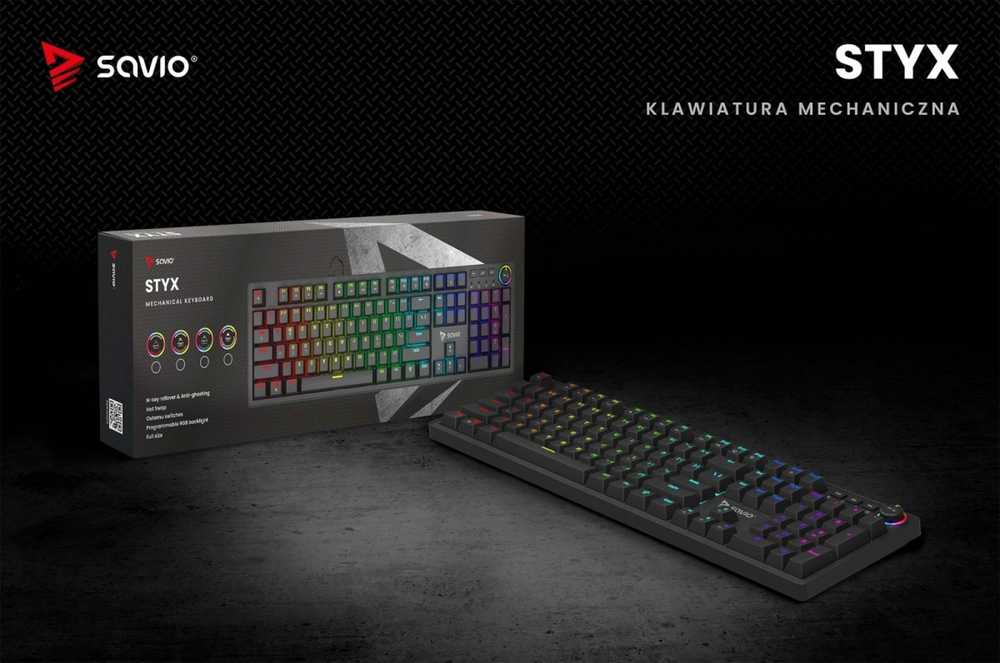 Klaviatūra SAVIO STYX Mekanisk tastatur Outemu Peach Silent, Hot Swap, RGB