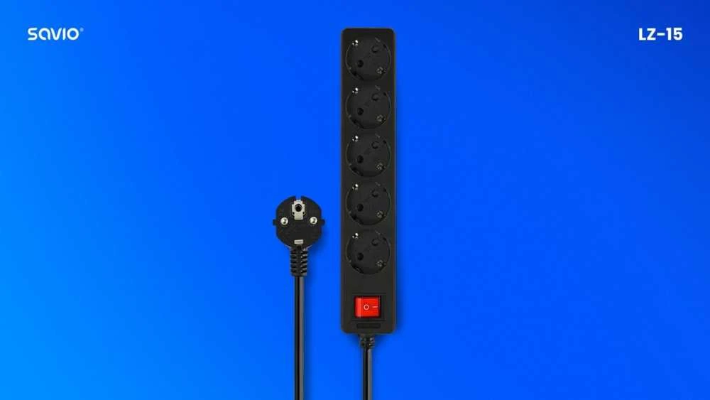 SAVIO LZ-15 Schuko Power Strip, 5 Sockets, 5 m