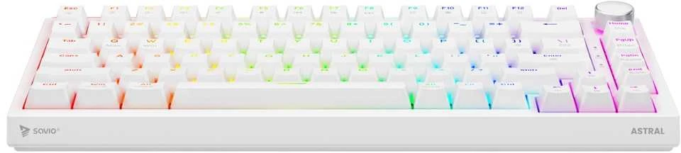 Savio ASTRAL Baltas JADE klaviatūra Gaming USB QWERTY US International
