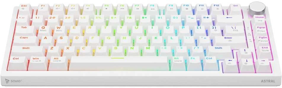Savio ASTRAL Baltas JADE klaviatūra Gaming USB QWERTY US International