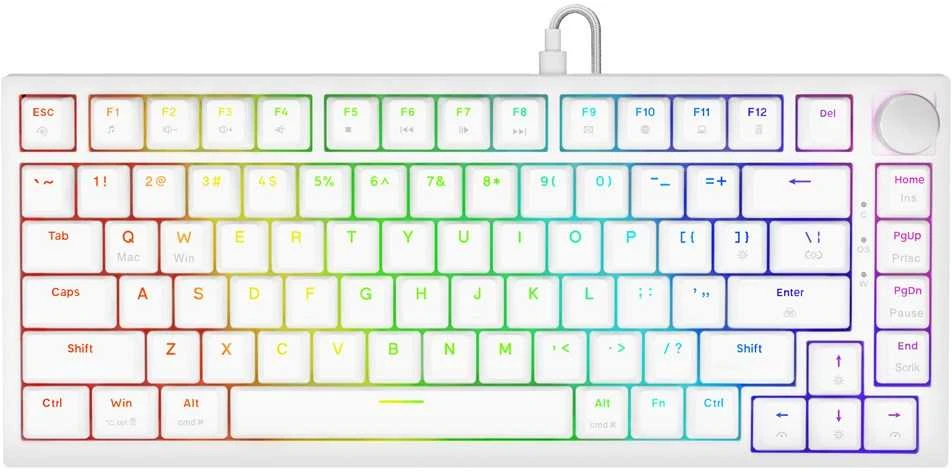 Savio ASTRAL Baltas JADE klaviatūra Gaming USB QWERTY US International