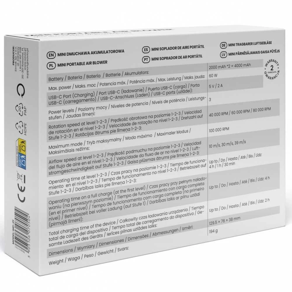 Savio Dmuchawa akumuliatorinė mini md-01