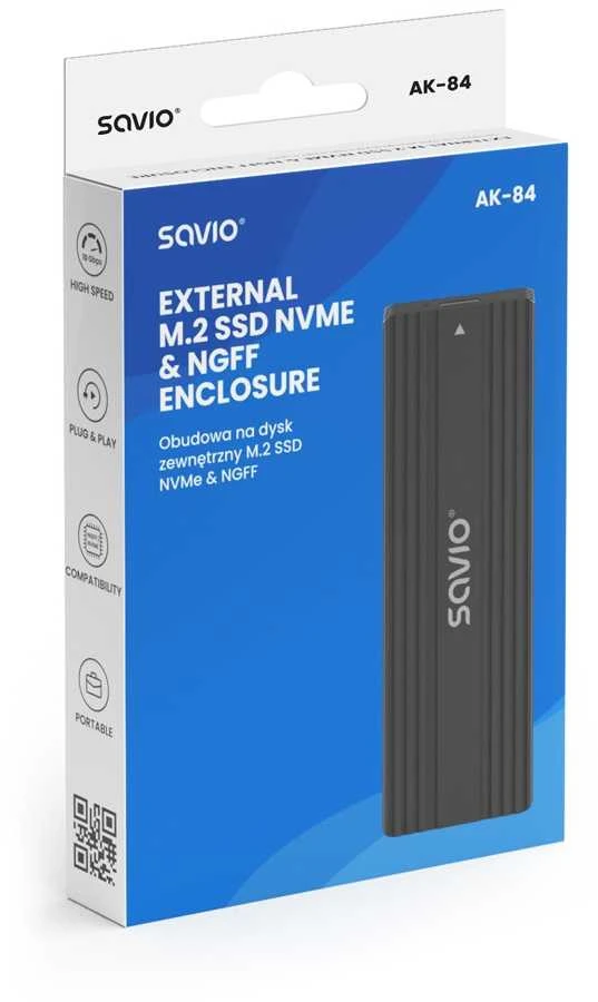 „Savio“ išorinio disko korpusas M.2 SSD NVMe ir NGFF deriniui AK-84