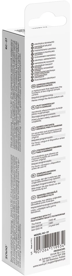 SAVIO RC-27 Universalus/pakaitinis nuotolinio valdymo pultas SAMSUNG televizoriui – SMART TV