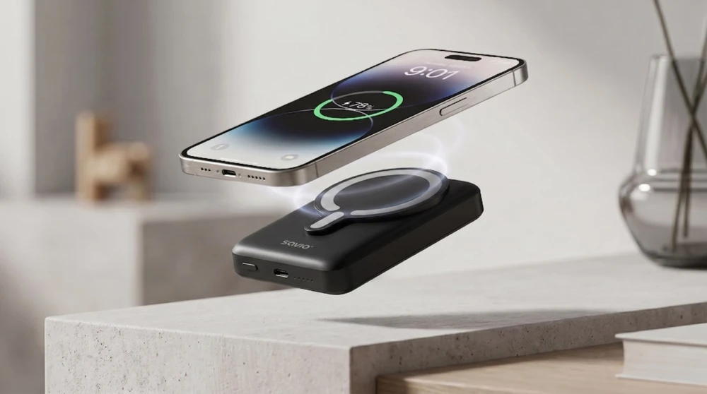 Savio POWERBANK BA-12 10000 mAh, juodas, magnetic