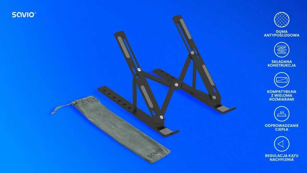 SAVIO PB-05 Office stand for laptop and tablet, juodas, aliuminio