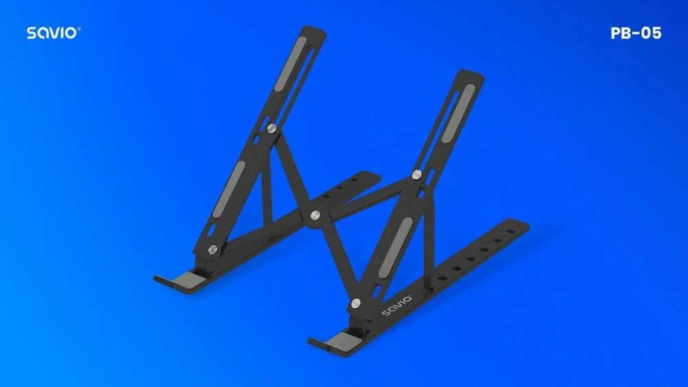 SAVIO PB-05 Office stand for laptop and tablet, juodas, aliuminio