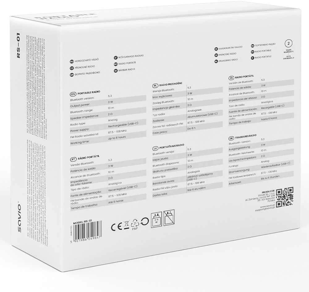 Savio RS-01 radio Portable Juodas