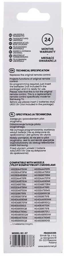 „Savio RC-07“ universalus nuotolinio valdymo pultas (televizoriai)