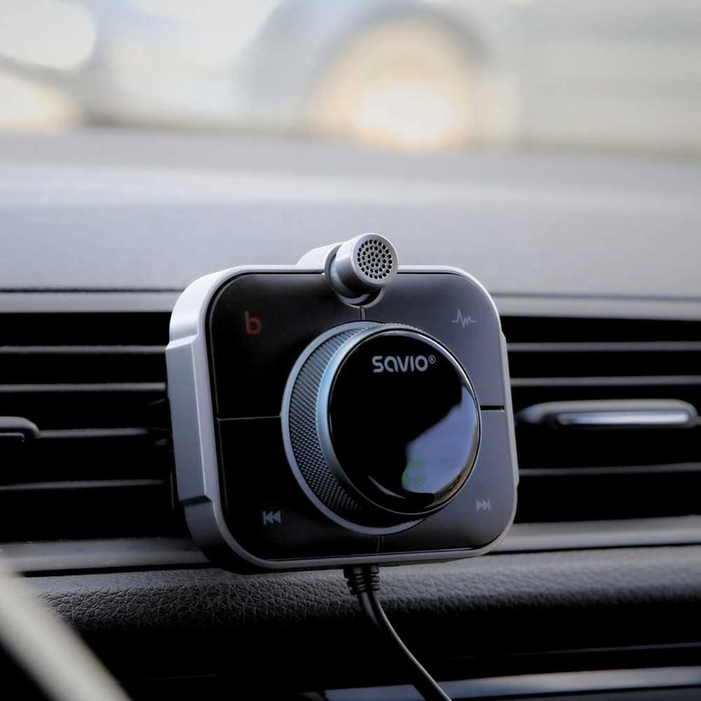 Belaidis Garso Siųstuvas - Savio TR-14 FM Bluetooth 5.0 USB PD 3.0 QuickCharge Juodas