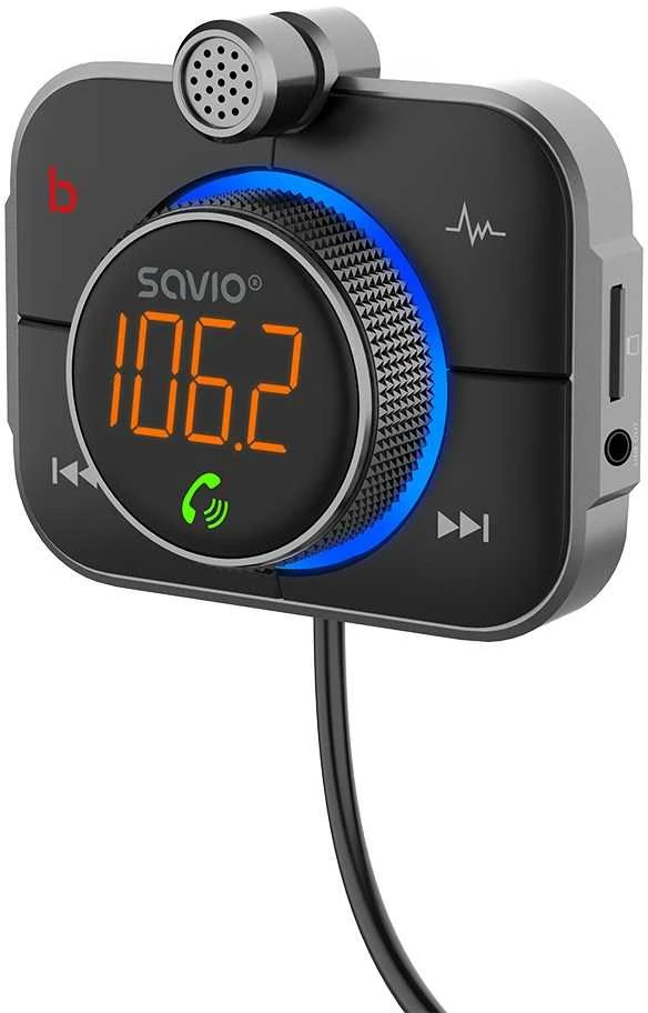 Belaidis Garso Siųstuvas - Savio TR-14 FM Bluetooth 5.0 USB PD 3.0 QuickCharge Juodas