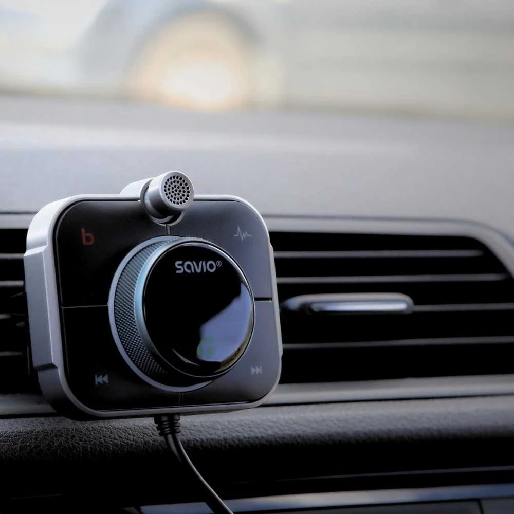 Belaidis Garso Siųstuvas - Savio TR-14 FM Bluetooth 5.0 USB PD 3.0 QuickCharge Juodas