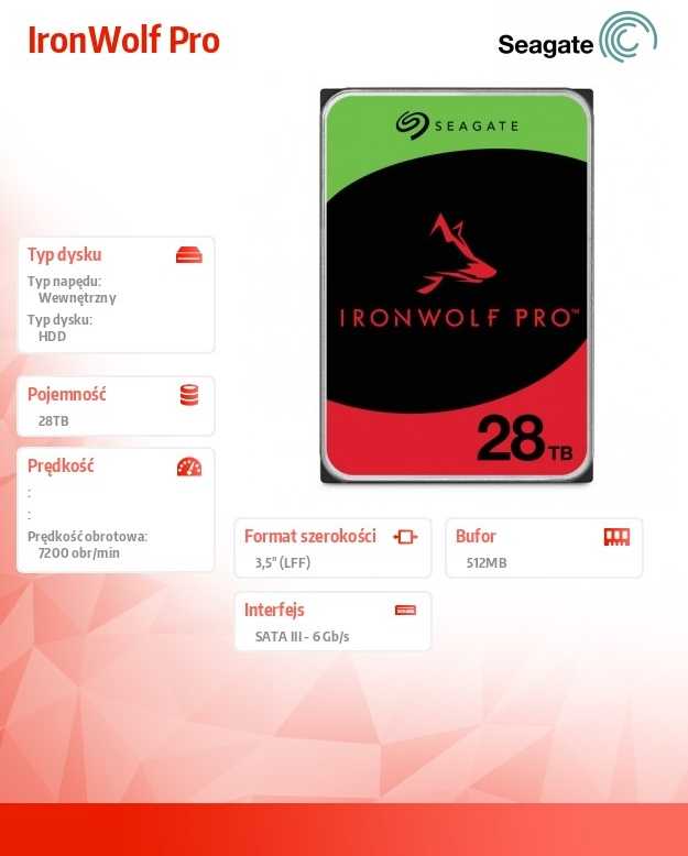 „Seagate IronWolf Pro 28 TB“ kietasis diskas – SATA 6 Gb/s, 3,5 colio