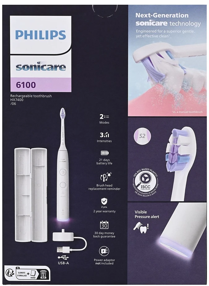 Philips Series 6100 HX7400/06 Įkraunamas dantų šepetėlis
