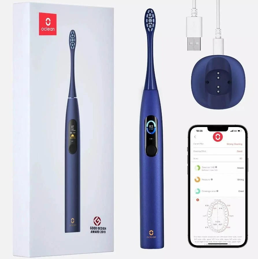Elektrinis dantų šepetėlis Oclean X Pro, mėlynas (Navy Blue)