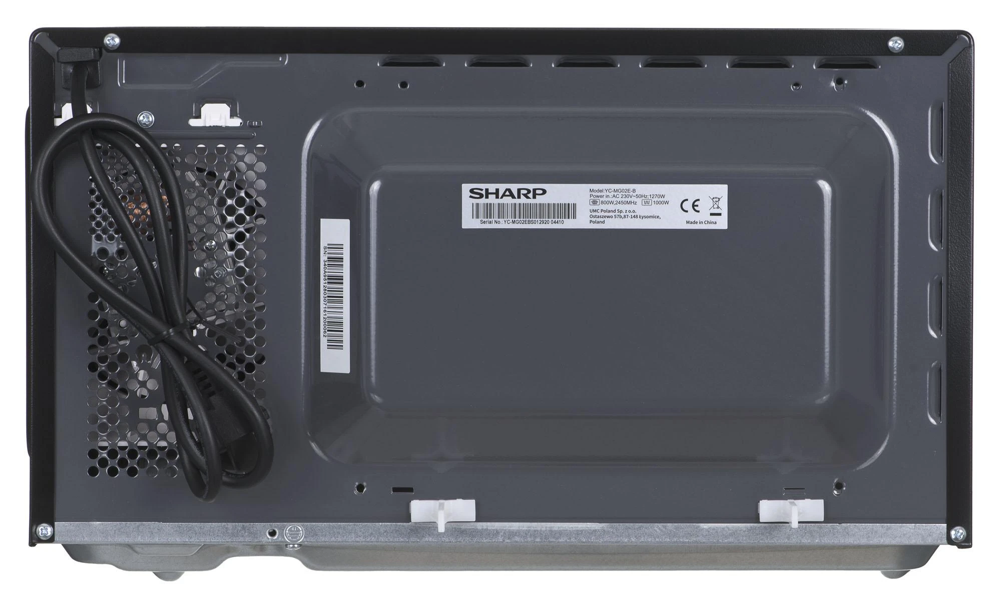 Sharp Aštrus | Mikrobangų krosnelė su grotelėmis | YC-MG02E-B | Laisvai stovintis | 800 W | Grilis | Juodas