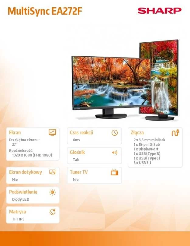 Monitorius NEC MultiSync DD-EA272F Juodas
