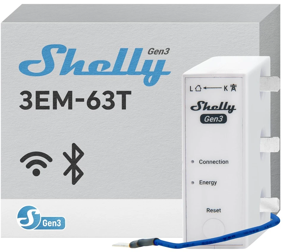 Shelly 3EM-63T Gen3 elektros sąnaudų skaitiklis