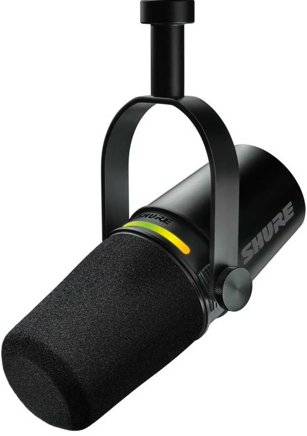 Shure mv7+-k-bndl – balso perdavimo/balso mikrofonas su xlr/usb-c jungtimi, juodas + gator stalo stovas