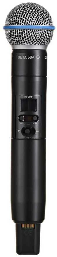 Shure SLXD24DE/B58-G59 - dviejų kanalų skaitmeninė belaidė sistema su dviem siųstuvais/rankiniais mikrofonais (470 - 514 MHz)