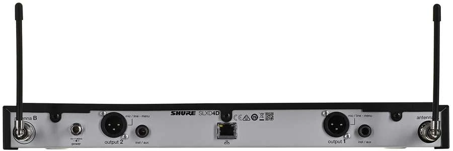 Shure SLXD24DE/B58-G59 - dviejų kanalų skaitmeninė belaidė sistema su dviem siųstuvais/rankiniais mikrofonais (470 - 514 MHz)