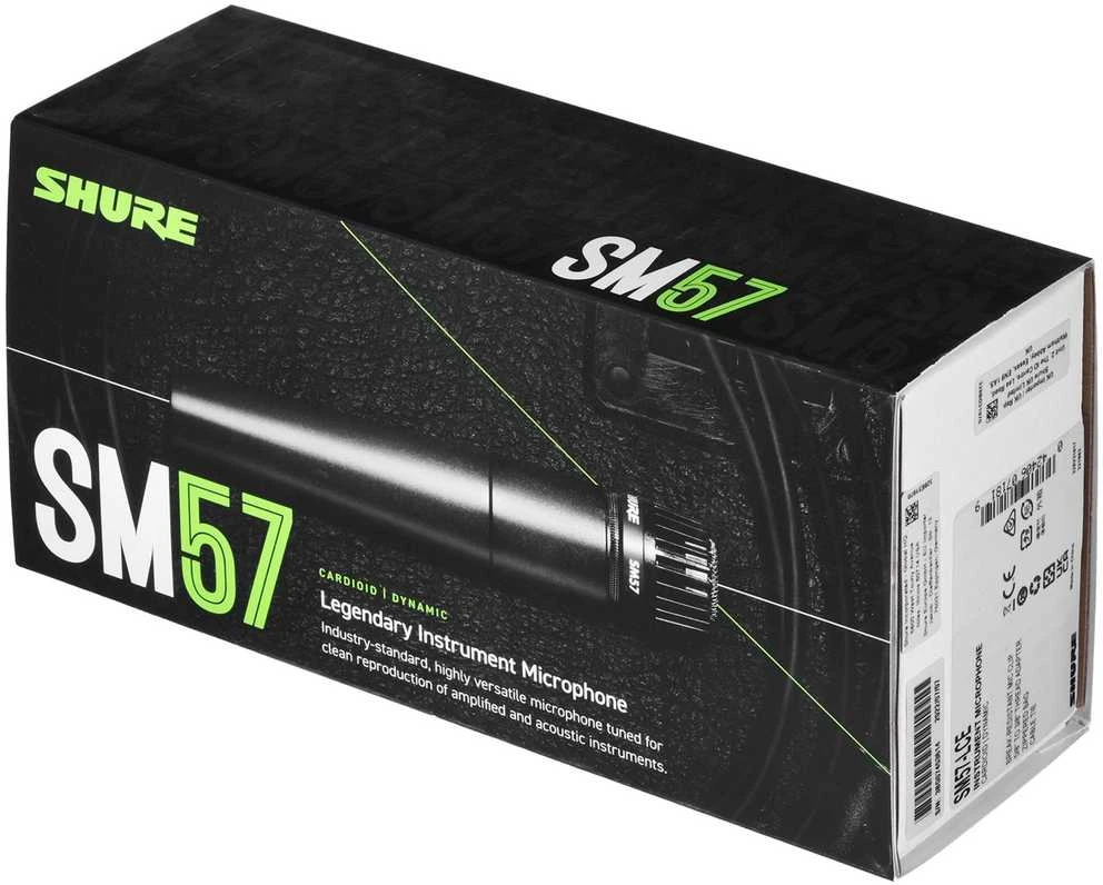 „Shure SM57-lce“ – dinaminis, kardioidinis, instrumentinis, įgarsintas mikrofonas.