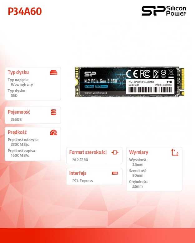 Silicon Power „Dysk“ SSD A60 256 GB M.2 PCIe 2100/1200 Mb/s NVMe