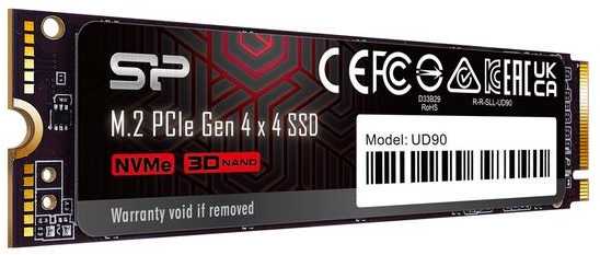 SILIKONIO MAITINIMO KOMPIUTERIS & COMMUNICAT SILICON POWER M.2 2280 PCIe 1TB SSD UD90 Gen4x4 NVMe 4500/1950 MB/s
