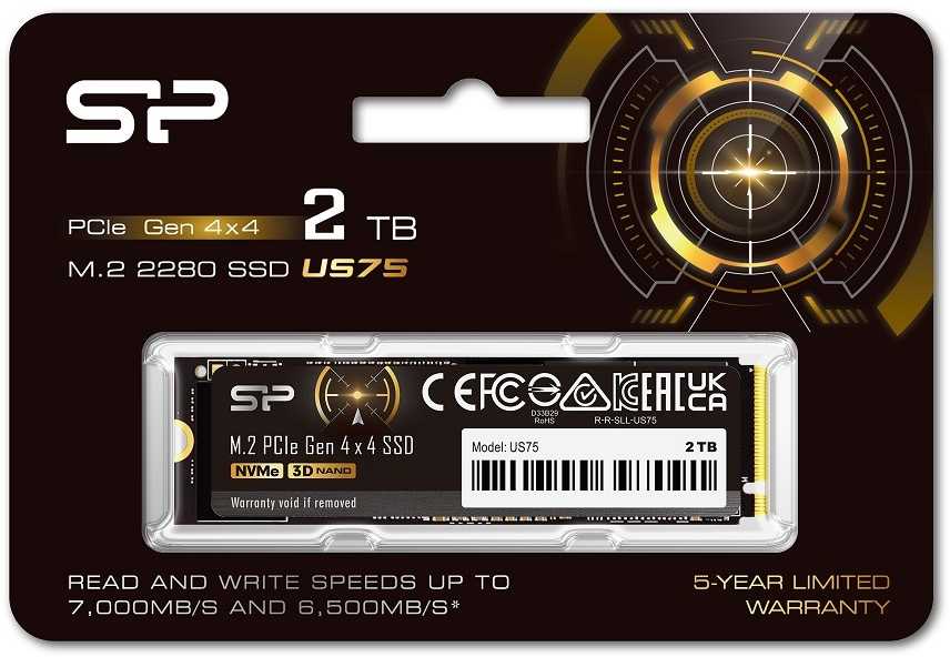 SILICON POWER COMPUTER & COMMUNICAT SILICON POWER SSD US75 2TB M.2 PCIe NVMe Gen4x4 NVMe 1.4 7000/6500MB/s