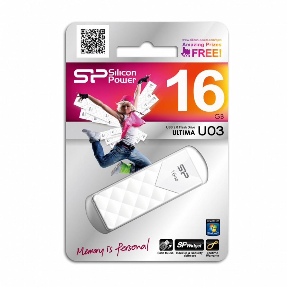 Silicon Power Ultima U03 USB atmintukas 16 GB USB A tipo 2.0 Balta