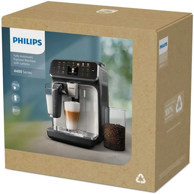 Kavos aparatas Philips | EP4449/70 4400 Series | Slėgis 15 bar | Su pieno plakikliu | Pilnai Automatinis | 1500 W | Juodas